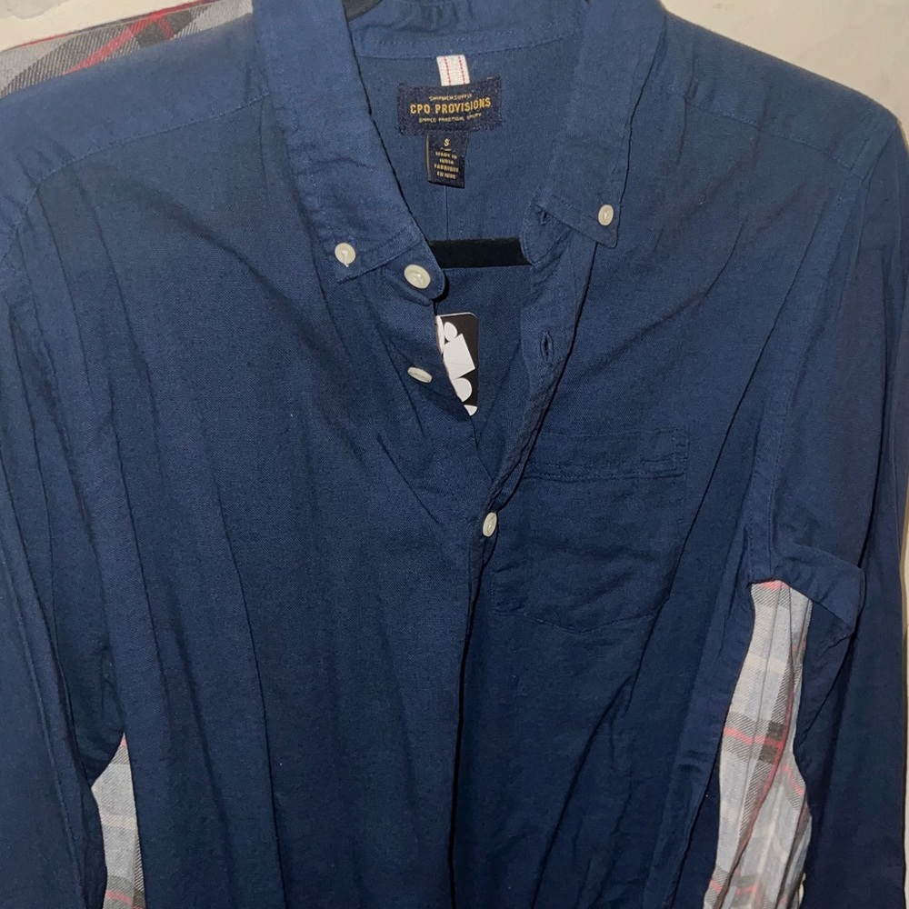 CPO urban outfitters men’s navy button down shirt size small nwt